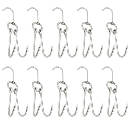 10 Pcs Sturdy Meat Hooks Creative Poultry Hooks Simple BBQ Hooks (Silver)