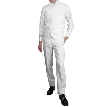 Adam Baker by Enzo Men’s E58302-1 Modern Fit Luxury Linen Trousers - White - 48
