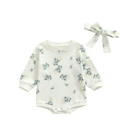 Yinyinxull 2Pcs Newborn Baby Girls Fall Clothes Outfits Floral Long Sleeve Crew Neck Romper Bow Headband White 0-6 Months
Yinyinxull 2Pcs Newborn Baby Girls Fall Clothes Outfits Floral Long Sleeve Crew Neck Romper Bow Headband White 0-6 Months