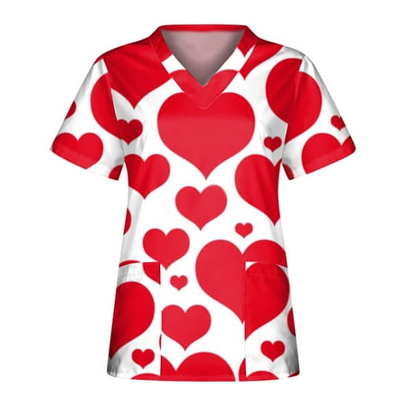 Hesxuno Summer Scrubs Tops for Women Valentine s Day Fashion Women s V-Neck Casual Short Sleeve Printed Pockets Ladies Tops Blouse Plus Size Joggers Shirts
Hesxuno Summer Scrubs Tops for Women Valentine s Day Fashion Women s V-Neck Casual Short Sleeve Printed Pockets Ladies Tops Blouse Plus Size Joggers Shirts
