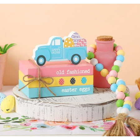 Easter Tiered Tray Decor Spring Easter Decor for Table Wood Book Stack with Easter Truck and Bead
Easter Tiered Tray Decor Spring Easter Decor for Table Wood Book Stack with Easter Truck and Bead
