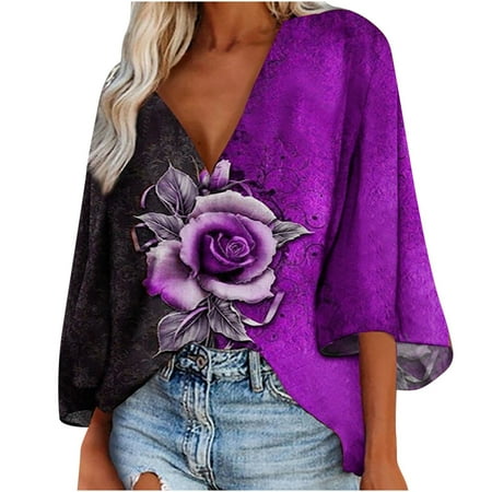 Workout Tops for Women Flannel Shirts for Women Women s V-Neck Printing Casual Short Sleeve T-shirt Flared Sleeves Tops Cute Tops for Women Savings Clearance Deals Tops for Women Purple M
Workout Tops for Women Flannel Shirts for Women Women s V-Neck Printing Casual Short Sleeve T-shirt Flared Sleeves Tops Cute Tops for Women Savings Clearance Deals Tops for Women Purple M