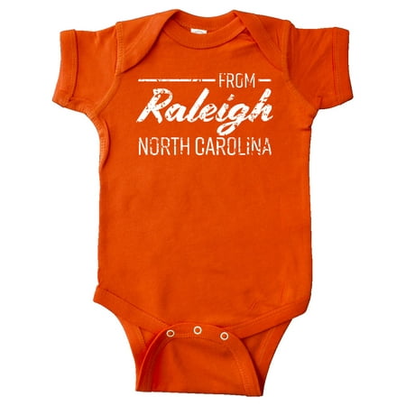 Inktastic From Raleigh North Carolina in White Distressed Text Gift Baby Boy or Baby Girl Bodysuit 
Inktastic From Raleigh North Carolina in White Distressed Text Gift Baby Boy or Baby Girl Bodysuit