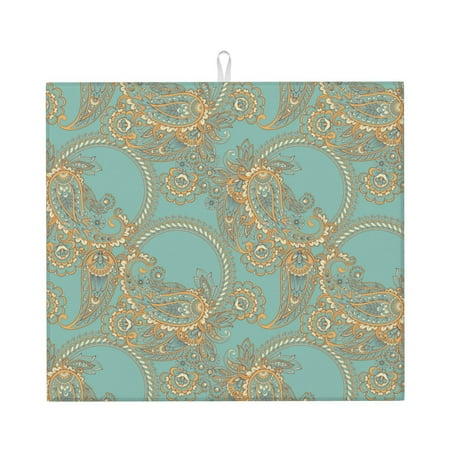 Dish Drying Mats for Kitchen Counter Orange Green White Paisley 16x18in Dish Drying Pad Coffee Mat with Hanging Loop Super absorbent Kitchen Counter Mat Coffee Bar Accessories
Dish Drying Mats for Kitchen Counter Orange Green White Paisley 16x18in Dish Drying Pad Coffee Mat with Hanging Loop Super absorbent Kitchen Counter Mat Coffee Bar Accessories