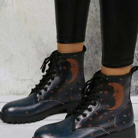 Sun & Moon & Star Pattern Ankle Boots Lace Up Chunky Round Toe Platform Sneakers Women‘s Footwear
Sun & Moon & Star Pattern Ankle Boots Lace Up Chunky Round Toe Platform Sneakers Women‘s Footwear
