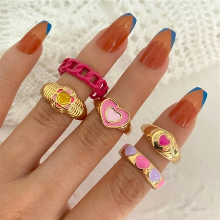 Dicasser Cute Rings for Women Teen Girls Chunky Rings Jewelry Trendy Smiley Face Flower Heart Butterfly Rings Aesthetic Statement Stackable Rings Set 5PCS
Dicasser Cute Rings for Women Teen Girls Chunky Rings Jewelry Trendy Smiley Face Flower Heart Butterfly Rings Aesthetic Statement Stackable Rings Set 5PCS