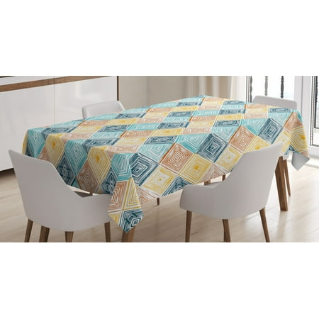 

Geometric Tablecloth Hand Drawn Style Rhombus Pattern in Pastel Colors Simple Tie Dye Tile Design Rectangular Table Cover for Dining Room Kitchen 60 X 90 Inches Multicolor by Ambesonne