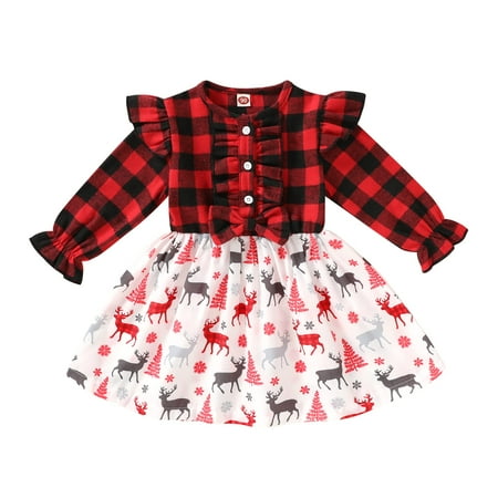 HAPPYMA Toddler Baby Girls Christmas Dress Ruffled Button Plaid Deer Printed Bowknot Long Sleeve Top Fall Skirt(Red and Plaid 12-18 Months)
HAPPYMA Toddler Baby Girls Christmas Dress Ruffled Button Plaid Deer Printed Bowknot Long Sleeve Top Fall Skirt(Red and Plaid 12-18 Months)