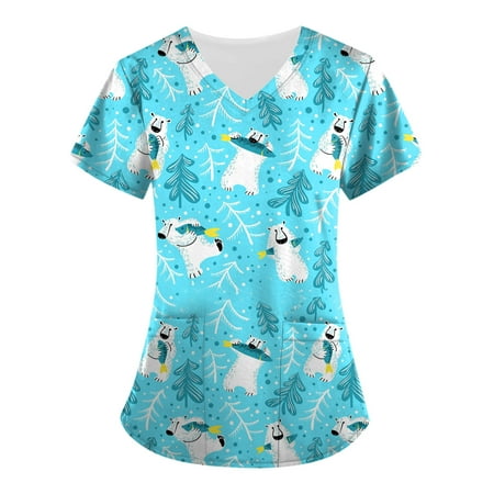 Yyeselk Womens Fox Bear Animal Print Scrub Tops with Pocket Short Sleeve V Neck Blouse Nursing Uniform 50% off Discount Light Blue L
Yyeselk Womens Fox Bear Animal Print Scrub Tops with Pocket Short Sleeve V Neck Blouse Nursing Uniform 50% off Discount Light Blue L
