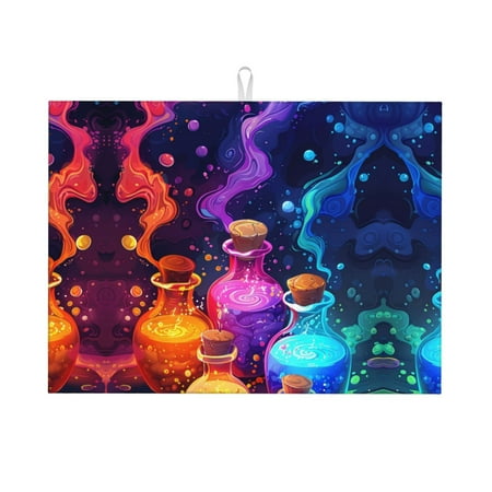 Dish Drying Mats for Kitchen Counter - Colorful Potion Bottles Magic 18x24in Dish Drying Pad Coffee Mat with Hanging Loop Super Absorbent Kitchen Counter Mat Coffee Bar Accessories
Dish Drying Mats for Kitchen Counter - Colorful Potion Bottles Magic 18x24in Dish Drying Pad Coffee Mat with Hanging Loop Super Absorbent Kitchen Counter Mat Coffee Bar Accessories