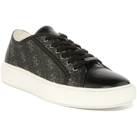 Guess Vice Men s Lace Up 4G Logo Print Synthetic Trainers In Coal Size 8