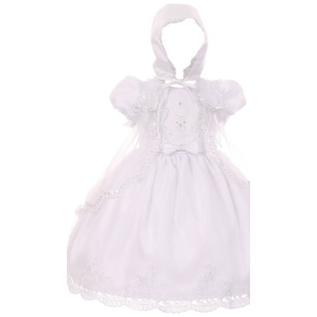 

Baby Girls Infant Lace Organza Cape Hat Baptism Set Christening Dresses White 6M (TR01K3)