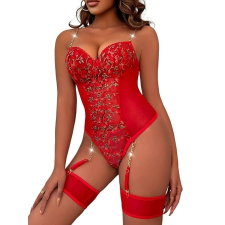 Colisha Women Bodysuit Deep V Lingerie Lace Backless Babydoll One Piece Ladies Mini Floral Sexy With Leg Ring Red 2XL
Colisha Women Bodysuit Deep V Lingerie Lace Backless Babydoll One Piece Ladies Mini Floral Sexy With Leg Ring Red 2XL