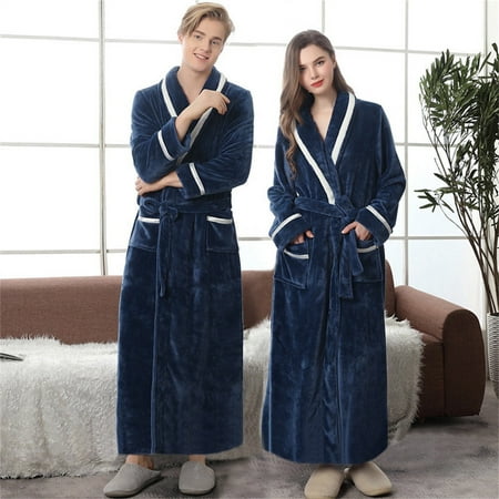Winter Warm Long Bathrobe Homewear Sleepwear Long Sleeve Robe Coat For Men Women Note Please Buy One Or Two Sizes Larger