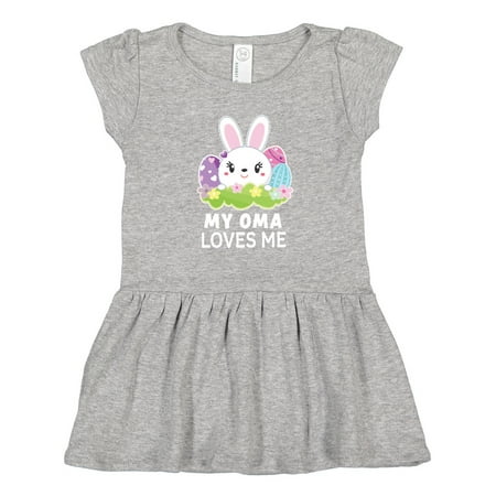 Inktastic My Oma Loves Me with Bunny and Easter Eggs Gift Toddler Girl Dress