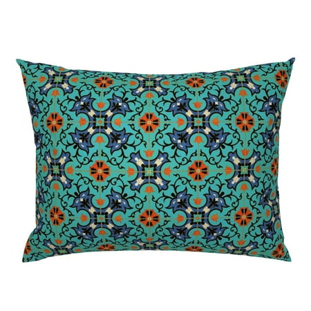 Traditional Spanish Tiles Islamic Persian Turkish Pillow Sham by Roostery