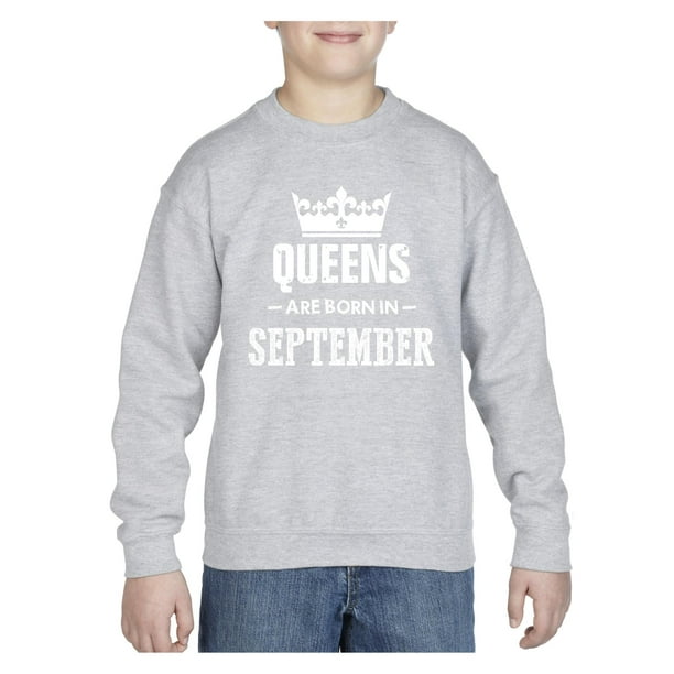 Birthday Gift Queens Are Born in September Unisex Youth Crewneck Sweatshirt