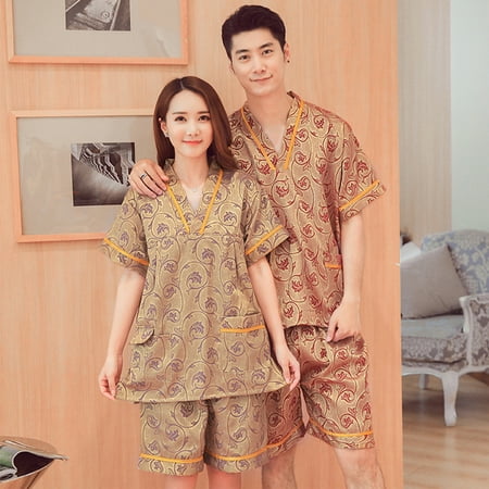 HeJx Pajamas Set Short Sleeve V Neck Cotton Flower Printed Women Men Short Pajama Set for Home
HeJx Pajamas Set Short Sleeve V Neck Cotton Flower Printed Women Men Short Pajama Set for Home