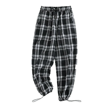 Men s Loose Versatile Plaid Webbing with Rope At The Foot and Mid-Wais Black XL
Men s Loose Versatile Plaid Webbing with Rope At The Foot and Mid-Wais Black XL