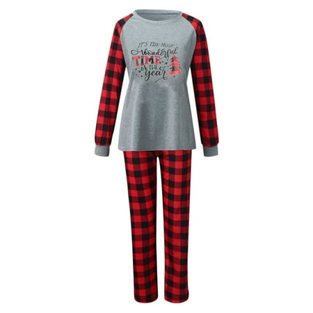 

Women s Comfy Pajama Sleep Sets Soft Long Sleeve Christmas Checker Pjs Set Holiday Plaid Pjs Sleepwear 2 Piece Nightwear