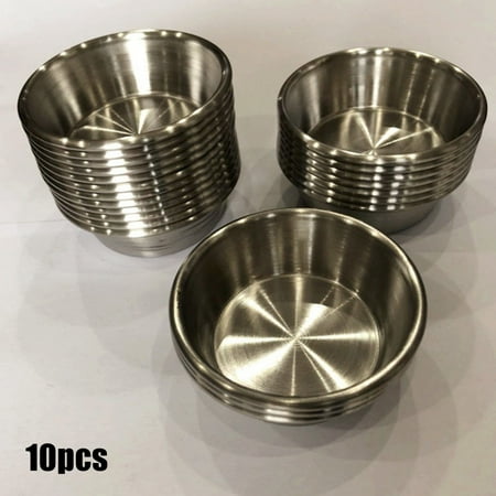 10pcs Small Stainless Steel Ramekins Sauce Pots Dipping Bowl Sauce Container