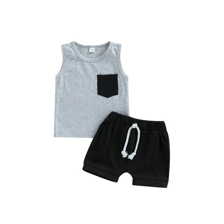 Sunisery 2PCS Toddler Baby Boys Vest Shorts Outfits Contrasting Color Sleeveless Tank Tops Casual Shorts Summer Clothes Black 18-24 Months
Sunisery 2PCS Toddler Baby Boys Vest Shorts Outfits Contrasting Color Sleeveless Tank Tops Casual Shorts Summer Clothes Black 18-24 Months
