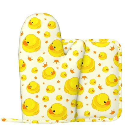Oven Mitts and Pot Holders Sets Classic Cute Duck Non-Slip Silicone Oven Gloves Potholders Cotton Lining Heat Resistant Gloves Hot Pads for Kitchen Cooking Baking
Oven Mitts and Pot Holders Sets Classic Cute Duck Non-Slip Silicone Oven Gloves Potholders Cotton Lining Heat Resistant Gloves Hot Pads for Kitchen Cooking Baking