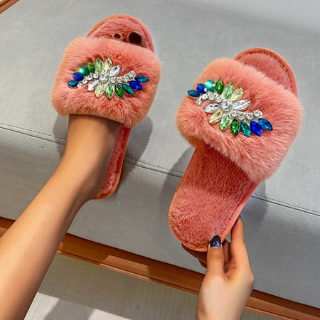 〖Yilirongyumm〗 Pink 37 Slippers For Women Fashion Flat-Bottomed Furry Shoes Rhinestone Decoration Outer Wear Cotton Slippers
〖Yilirongyumm〗 Pink 37 Slippers For Women Fashion Flat-Bottomed Furry Shoes Rhinestone Decoration Outer Wear Cotton Slippers