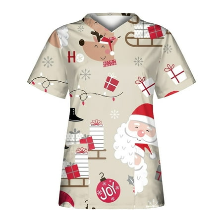KDDYLITQ Women Plus Size Scrubs Fall Christmas Short Sleeve T Shirt V Neck Print Scrubs Tops Summer Nurse Workwear Print Working Uniform Blouse Medical Scrubs on Clearance with Pockets Khaki S
KDDYLITQ Women Plus Size Scrubs Fall Christmas Short Sleeve T Shirt V Neck Print Scrubs Tops Summer Nurse Workwear Print Working Uniform Blouse Medical Scrubs on Clearance with Pockets Khaki S