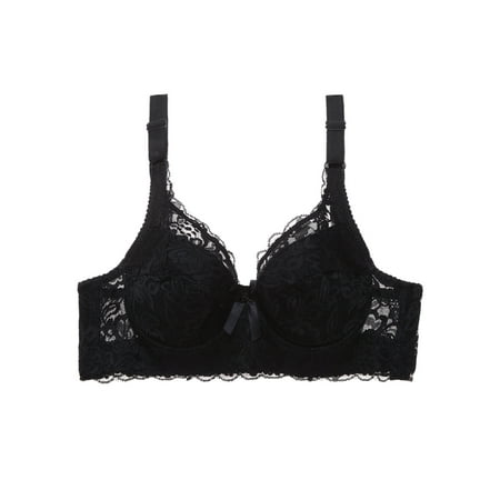 OWSOO Women Lace Bra with Underwire Thin Padded Plus Size Bras