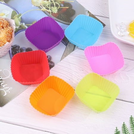 1/6Pcs 7cm Square Shaped Jelly Pudding Mold Muffin Cake Cup Silicone Molds