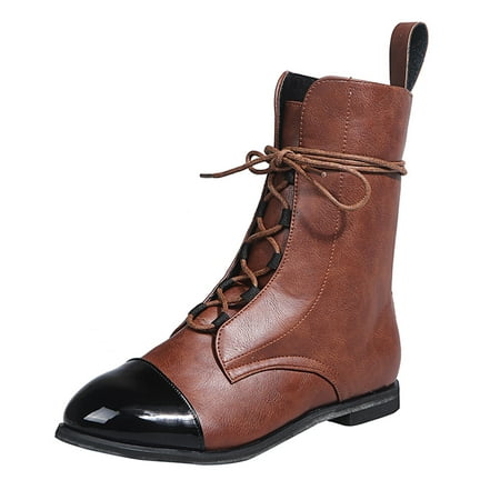 FRSASU Women Boots Clearance Women S Soft Leather Round Toe Color Matching Lace Flat Ankle Boots
FRSASU Women Boots Clearance Women S Soft Leather Round Toe Color Matching Lace Flat Ankle Boots