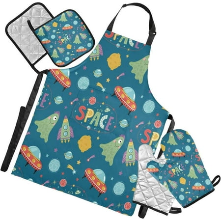 Bestwell Funny Dinosaur Space Kitchen Apron Sets 1 Waterproof Apron with Pockets 2 Oven Mitts & 2 Pot Holders Kitchen Accessories Set Adjustable Strap for Kitchen Cooking
Bestwell Funny Dinosaur Space Kitchen Apron Sets 1 Waterproof Apron with Pockets 2 Oven Mitts & 2 Pot Holders Kitchen Accessories Set Adjustable Strap for Kitchen Cooking