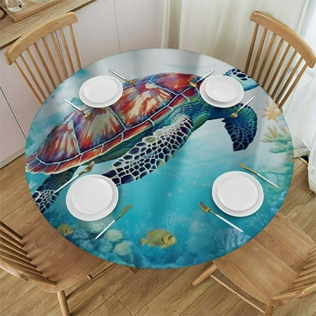 Palnkart Turtle Sea Life Ocean Round Table Cover Stain Resistant Washable Indoor Outdoor Tablecloth Kitchen Dining Wedding Parties Table Cloth 100% Polyester Fiber 42-46
Palnkart Turtle Sea Life Ocean Round Table Cover Stain Resistant Washable Indoor Outdoor Tablecloth Kitchen Dining Wedding Parties Table Cloth 100% Polyester Fiber 42-46