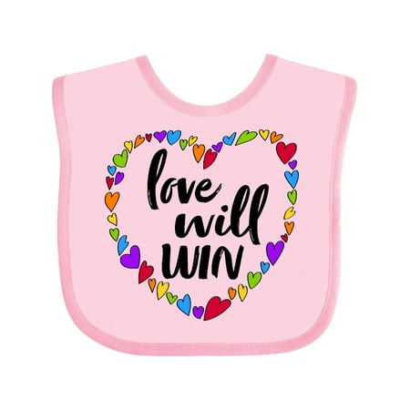 Inktastic Love Will Win- Pride Rainbow Hearts Gift Baby Boy or Baby Girl Bib