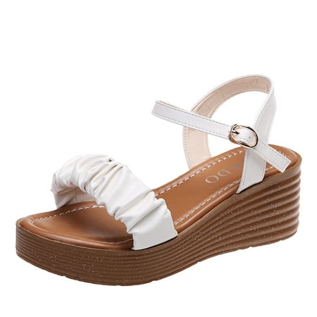 Ladies Fashion Solid Color Pleated Open Toe Buckle Platform Wedge Casual Sandals Two Strap Sandals Women Sandals Wedges for Women
Ladies Fashion Solid Color Pleated Open Toe Buckle Platform Wedge Casual Sandals Two Strap Sandals Women Sandals Wedges for Women