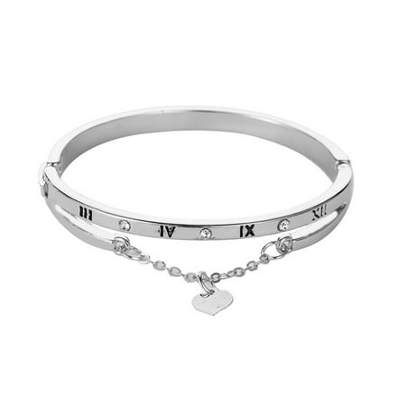 Women Fashion Roman Style All Matching Love Shape Elegant Bracelet Silver