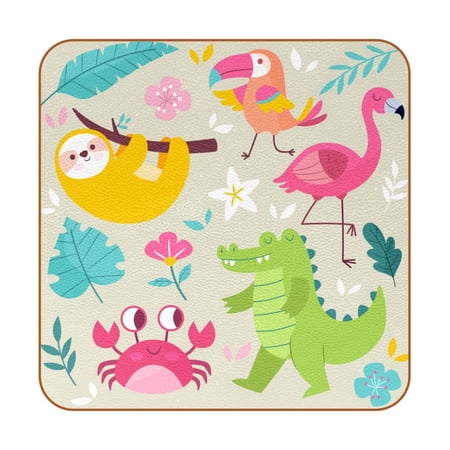 OWNTA Animal Colorful Pattern Premium 6-Piece Square Coaster Set in Microfiber Leather - Non-Slip & Absorbent Cup Mats
OWNTA Animal Colorful Pattern Premium 6-Piece Square Coaster Set in Microfiber Leather - Non-Slip & Absorbent Cup Mats