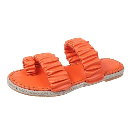 slipper for Women Fashion Summer Women Slippers Flat Solid Color Linen Sole Pleated Set Toe Comfortable Casual PU Dress Sandals for Women Orange
slipper for Women Fashion Summer Women Slippers Flat Solid Color Linen Sole Pleated Set Toe Comfortable Casual PU Dress Sandals for Women Orange