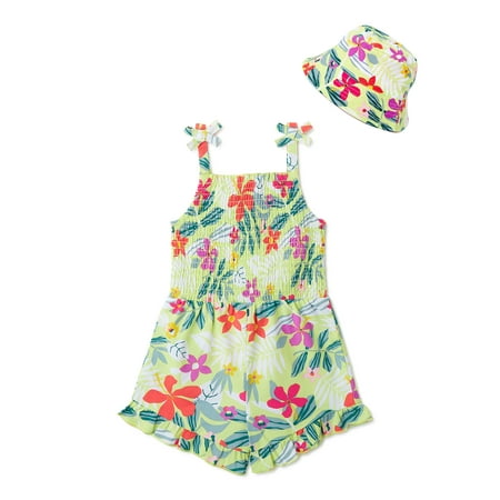 Wonder Nation Baby and Toddler Girls’ Romper with Bucket Hat 2-Piece Set Sizes 12M-5T
Wonder Nation Baby and Toddler Girls’ Romper with Bucket Hat 2-Piece Set Sizes 12M-5T
