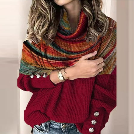 Tawop Maternity Sweater Casual Fashion Color Printing High Neck Long Sleeve Knitted Sweater Tops White Sweater Dress For Women Girls Christmas Sweater
Tawop Maternity Sweater Casual Fashion Color Printing High Neck Long Sleeve Knitted Sweater Tops White Sweater Dress For Women Girls Christmas Sweater