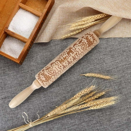 Yubatuo Christmas Rolling Pin Engraved Carved Wood Embossed Rolling Pin Kitchen Tool
Yubatuo Christmas Rolling Pin Engraved Carved Wood Embossed Rolling Pin Kitchen Tool