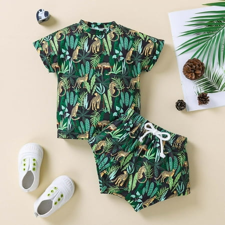 Lilgiuy Baby Boys Hawaiian Outfit Summer Leopard Leaf Print Short Sleeve Top Cool Shorts Suit for Beach Swimming Pool
Lilgiuy Baby Boys Hawaiian Outfit Summer Leopard Leaf Print Short Sleeve Top Cool Shorts Suit for Beach Swimming Pool