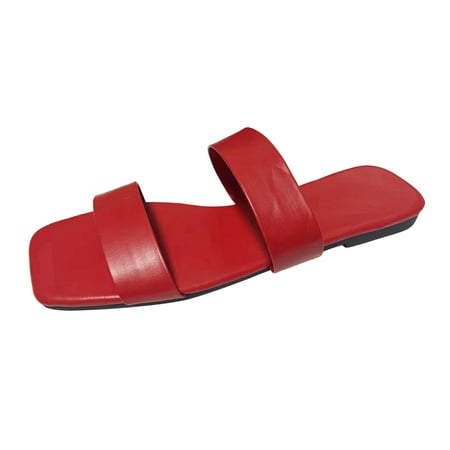Gzea Women’S Slippers Ladies Fashion Summer Solid Leather Square Toe Open Toe Flat Bottom Beach Slippers Red 38
Gzea Women’S Slippers Ladies Fashion Summer Solid Leather Square Toe Open Toe Flat Bottom Beach Slippers Red 38