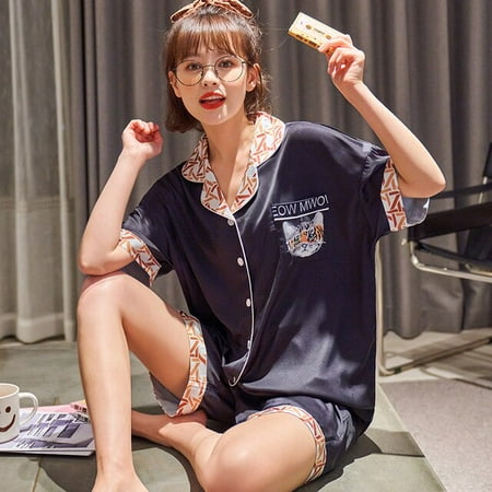 PIKADINGNIS Summer Pajamas Silk Nightgown Sexy Sleepwear Plus Size Lapel Women Sleepwear Loose Version Pajama Set
PIKADINGNIS Summer Pajamas Silk Nightgown Sexy Sleepwear Plus Size Lapel Women Sleepwear Loose Version Pajama Set