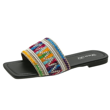 Youmylove Women Slide Slippers Fashion Summer Bohemian Colorful Fabric Square Head Flat Bottom Slippers Comfort Cozy Leisure Daily Walking
Youmylove Women Slide Slippers Fashion Summer Bohemian Colorful Fabric Square Head Flat Bottom Slippers Comfort Cozy Leisure Daily Walking