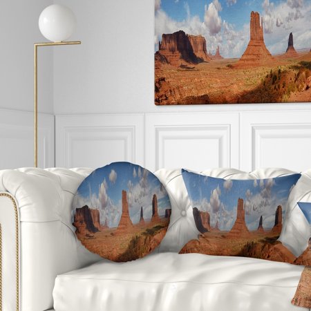 DESIGN ART Designart 'Monument Valley Mountains' Landscape Printed Throw Pillow 20 inches round Large