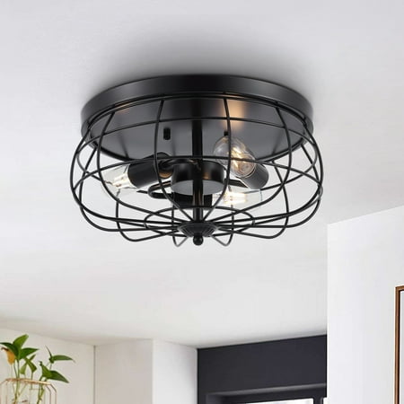 Ledel Get 11-inch Industrial Farmhouse Cage Flush Mount Ceiling Light Black Painted Painted
Ledel Get 11-inch Industrial Farmhouse Cage Flush Mount Ceiling Light Black Painted Painted