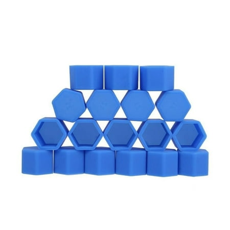 20pcs Hexagonsal Wheel Lug Nut Covers Bolts Covers Screw Protect Caps 17mm (Blue)