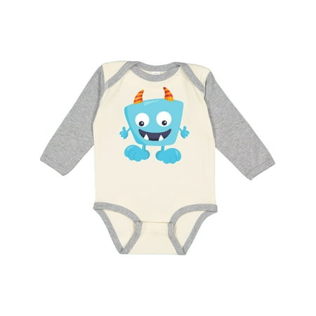 

Inktastic Cute Monster Little Monster Blue Monster Horns Gift Baby Boy or Baby Girl Long Sleeve Bodysuit